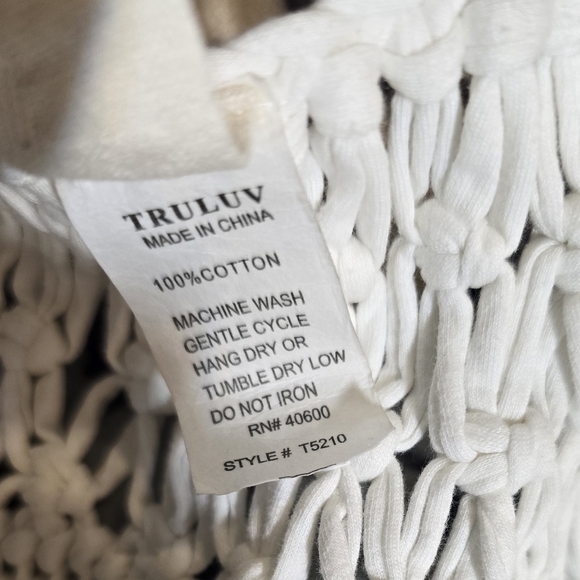 TRULUV White Macrame Fringe Vest Cotton Boho Festival Crochet Country Concert - Picture 4 of 6